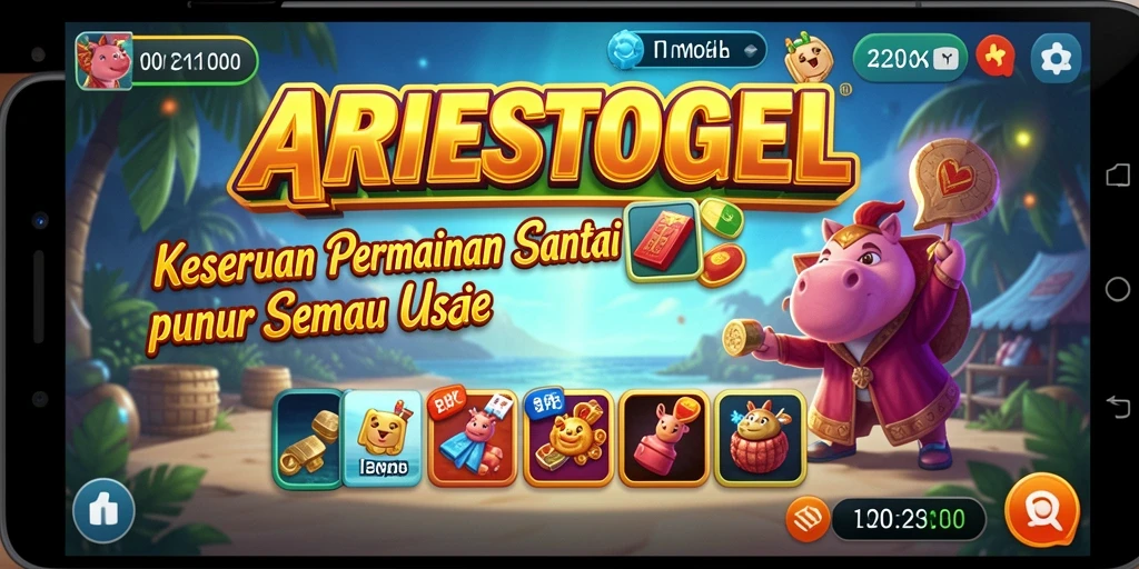 Screenshot gameplay ARIESTOGEL yang menampilkan keseruan permainan santai.