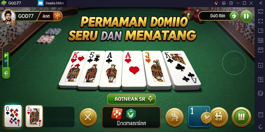 Screenshot utama GOD77 menampilkan gameplay Domino yang seru.