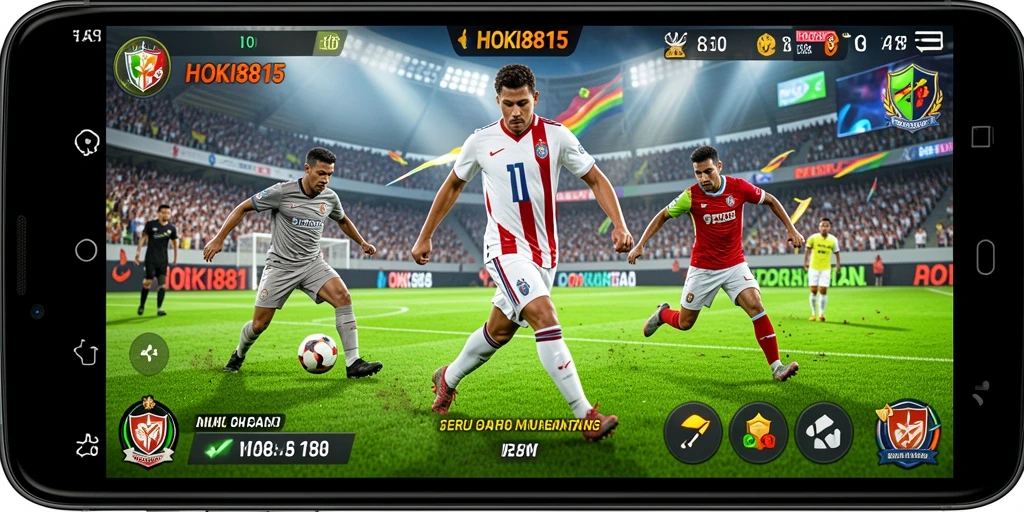 Tampilan gameplay HOKI8815 menampilkan aksi olahraga penuh semangat.