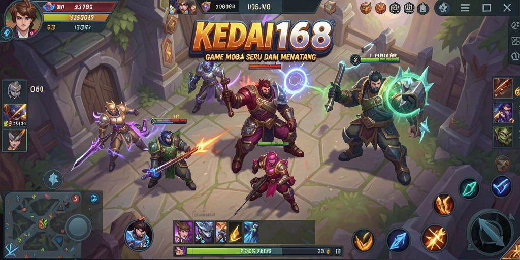 Tampilan aksi seru di arena pertempuran MOBA KEDAI168.
